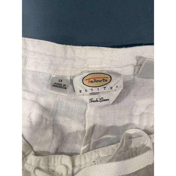 Vintage Talbots Caprial Womens 12P White 100% Irish Linen Pants Wide Leg Relaxed - Picture 4 of 5